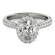 Sophisticated Multi-Row Oval Diamond Engagement Ring in 10K/14K gold and platinum with certified lab-grown or natural diamonds