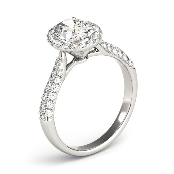 Sophisticated Multi-Row Oval Diamond Engagement Ring in 10K/14K gold and platinum with certified lab-grown or natural diamonds