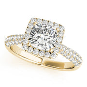 Radiant Multi-Row Cushion Diamond Engagement Ring in 10K/14K gold and platinum with certified lab-grown or natural diamonds