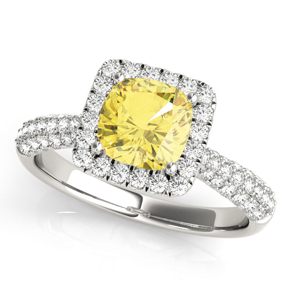 Radiant Multi-Row Cushion Diamond Engagement Ring in 10K/14K gold and platinum with certified lab-grown or natural diamonds