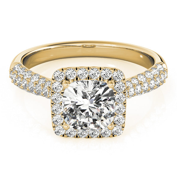 Radiant Multi-Row Cushion Diamond Engagement Ring in 10K/14K gold and platinum with certified lab-grown or natural diamonds