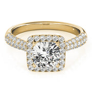 Radiant Multi-Row Cushion Diamond Engagement Ring in 10K/14K gold and platinum with certified lab-grown or natural diamonds