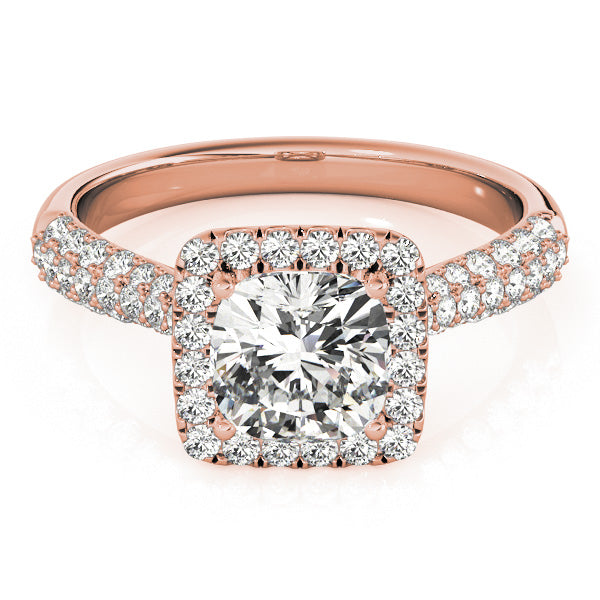 Radiant Multi-Row Cushion Diamond Engagement Ring in 10K/14K gold and platinum with certified lab-grown or natural diamonds