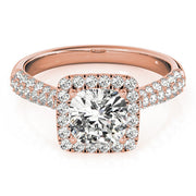 Radiant Multi-Row Cushion Diamond Engagement Ring in 10K/14K gold and platinum with certified lab-grown or natural diamonds