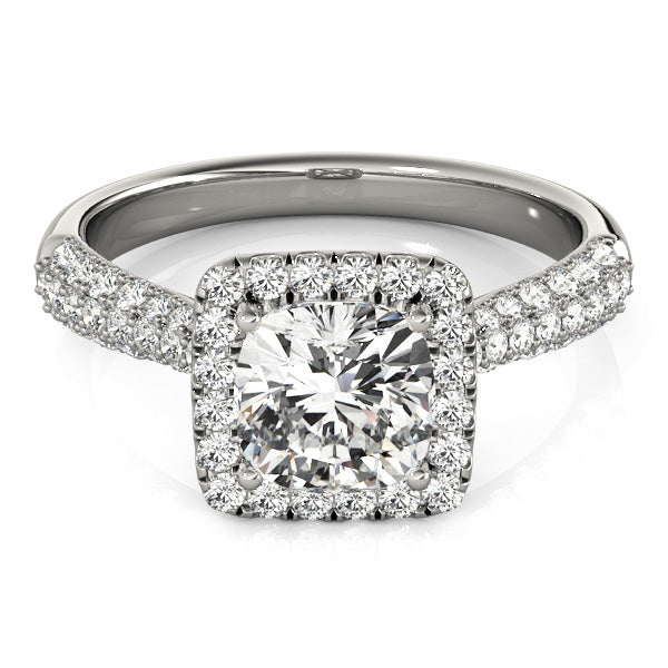 Radiant Multi-Row Cushion Diamond Engagement Ring in 10K/14K gold and platinum with certified lab-grown or natural diamonds