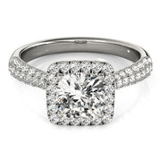 Radiant Multi-Row Cushion Diamond Engagement Ring in 10K/14K gold and platinum with certified lab-grown or natural diamonds