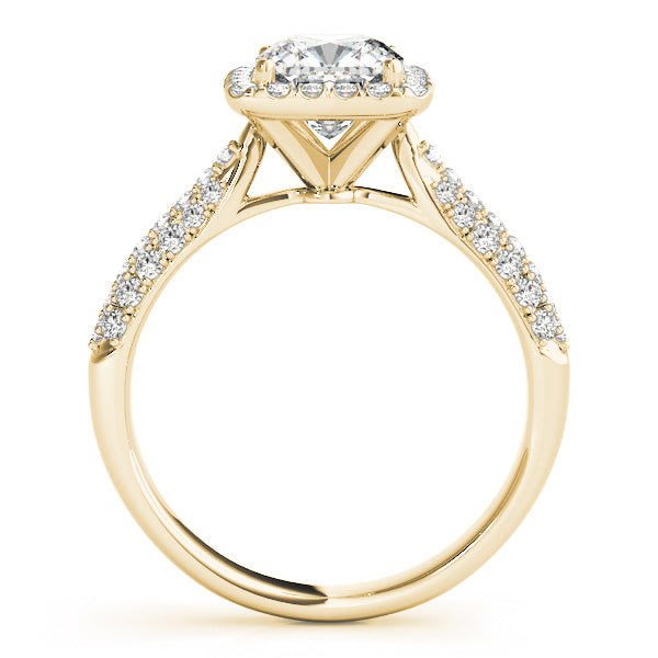 Radiant Multi-Row Cushion Diamond Engagement Ring in 10K/14K gold and platinum with certified lab-grown or natural diamonds