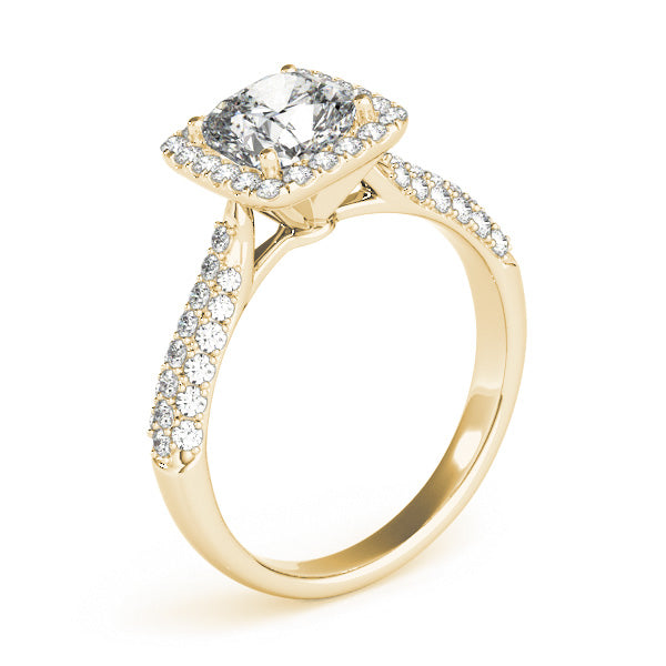 Radiant Multi-Row Cushion Diamond Engagement Ring in 10K/14K gold and platinum with certified lab-grown or natural diamonds