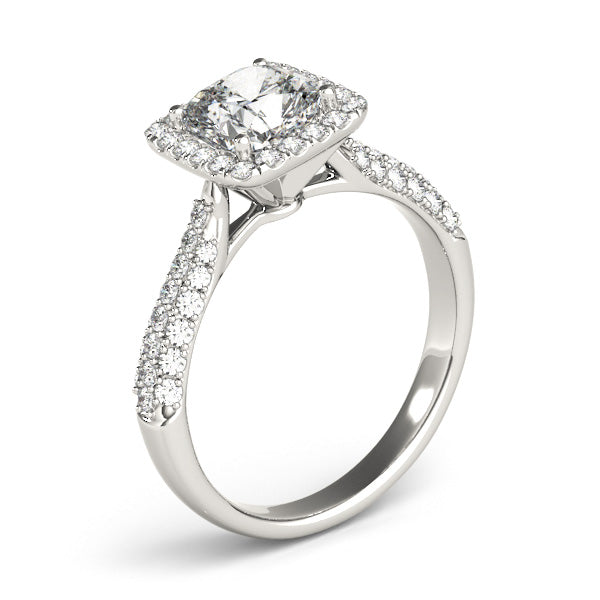 Radiant Multi-Row Cushion Diamond Engagement Ring in 10K/14K gold and platinum with certified lab-grown or natural diamonds