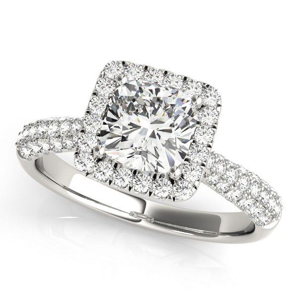 Radiant Multi-Row Cushion Diamond Engagement Ring in 10K/14K gold and platinum with certified lab-grown or natural diamonds