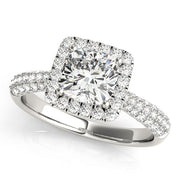 Radiant Multi-Row Cushion Diamond Engagement Ring in 10K/14K gold and platinum with certified lab-grown or natural diamonds