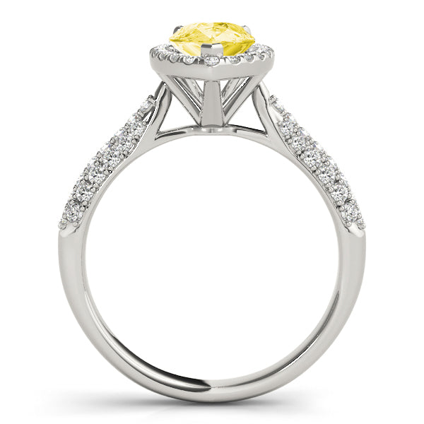 Brilliant Multi-Row Pear Diamond Engagement Ring in 10K/14K gold and platinum with certified lab-grown or natural diamonds