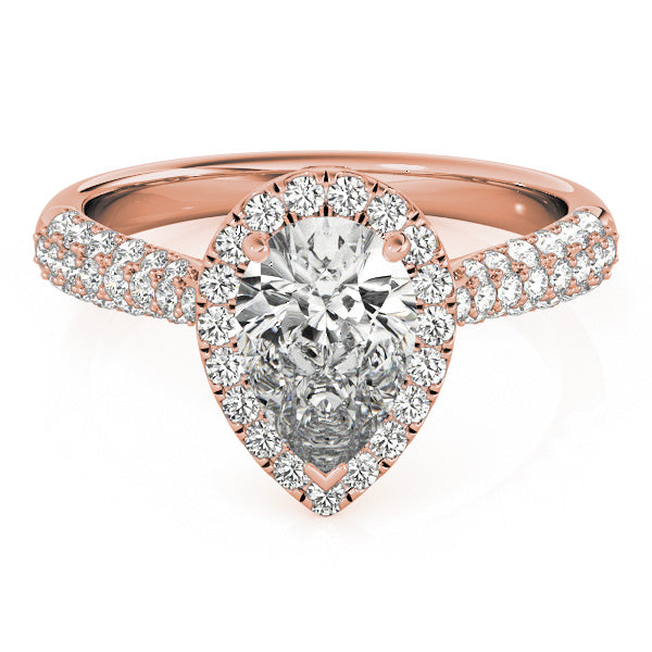 Brilliant Multi-Row Pear Diamond Engagement Ring in 10K/14K gold and platinum with certified lab-grown or natural diamonds