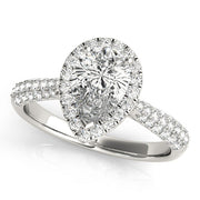 Brilliant Multi-Row Pear Diamond Engagement Ring in 10K/14K gold and platinum with certified lab-grown or natural diamonds