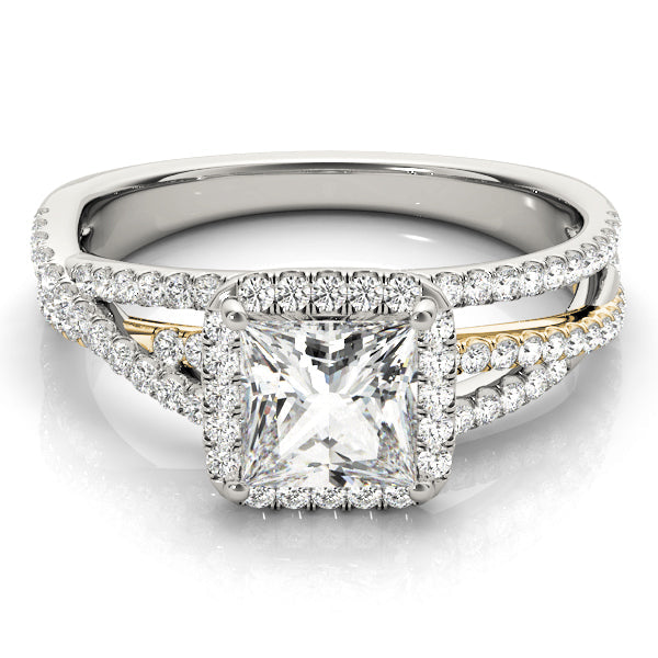 Devoted Sidestone Princess Diamond Engagement Ring in 10K/14K gold and platinum with certified lab-grown or natural diamonds