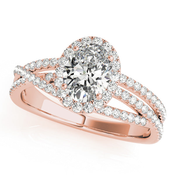 Sculpted Sidestone Oval Diamond Engagement Ring in 10K/14K gold and platinum with certified lab-grown or natural diamonds
