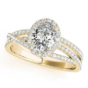 Sculpted Sidestone Oval Diamond Engagement Ring in 10K/14K gold and platinum with certified lab-grown or natural diamonds