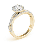 Sculpted Sidestone Oval Diamond Engagement Ring in 10K/14K gold and platinum with certified lab-grown or natural diamonds