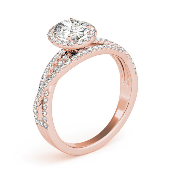 Sculpted Sidestone Oval Diamond Engagement Ring in 10K/14K gold and platinum with certified lab-grown or natural diamonds