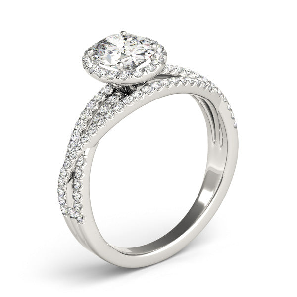 Sculpted Sidestone Oval Diamond Engagement Ring in 10K/14K gold and platinum with certified lab-grown or natural diamonds