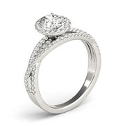 Sculpted Sidestone Oval Diamond Engagement Ring in 10K/14K gold and platinum with certified lab-grown or natural diamonds