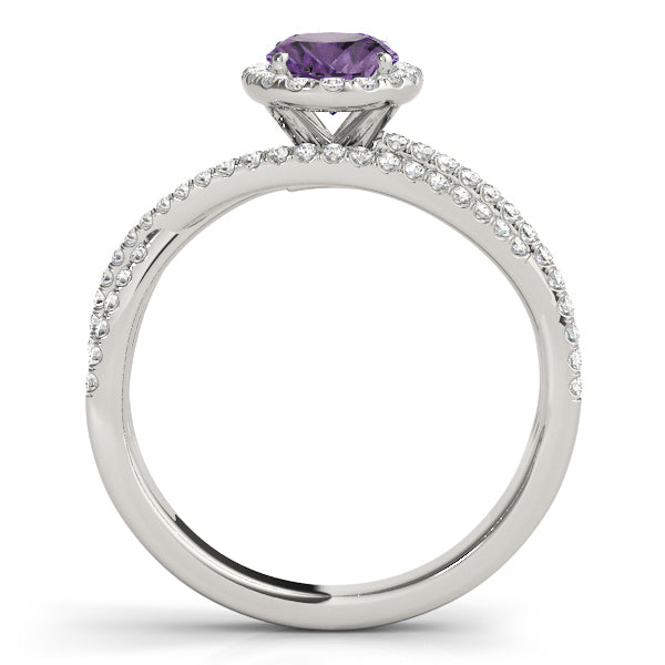 Sculpted Sidestone Oval Diamond Engagement Ring in 10K/14K gold and platinum with certified lab-grown or natural diamonds