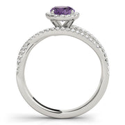 Sculpted Sidestone Oval Diamond Engagement Ring in 10K/14K gold and platinum with certified lab-grown or natural diamonds
