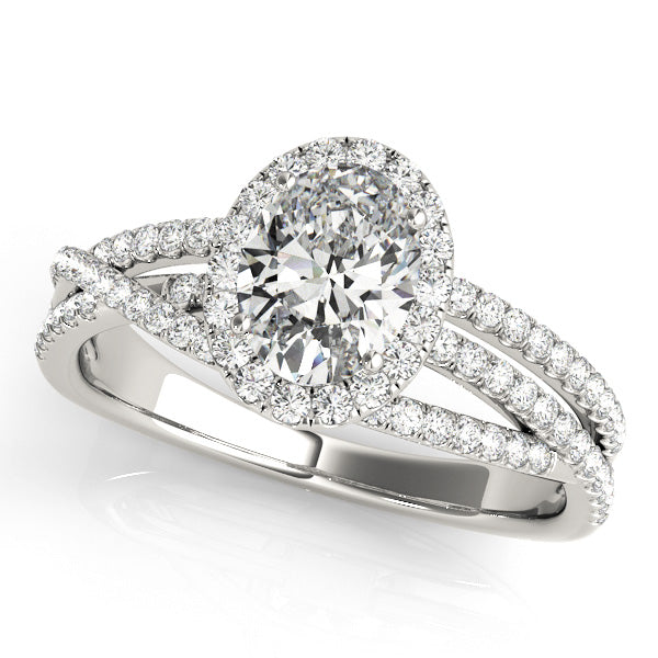 Sculpted Sidestone Oval Diamond Engagement Ring in 10K/14K gold and platinum with certified lab-grown or natural diamonds