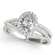 Sculpted Sidestone Oval Diamond Engagement Ring in 10K/14K gold and platinum with certified lab-grown or natural diamonds