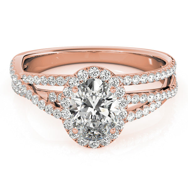 Sculpted Sidestone Oval Diamond Engagement Ring in 10K/14K gold and platinum with certified lab-grown or natural diamonds