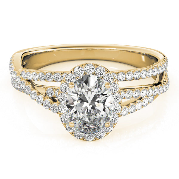 Sculpted Sidestone Oval Diamond Engagement Ring in 10K/14K gold and platinum with certified lab-grown or natural diamonds