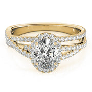 Sculpted Sidestone Oval Diamond Engagement Ring in 10K/14K gold and platinum with certified lab-grown or natural diamonds