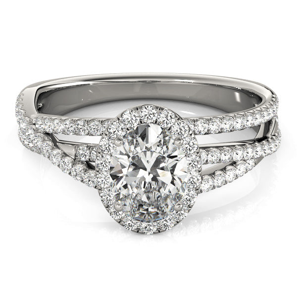 Sculpted Sidestone Oval Diamond Engagement Ring in 10K/14K gold and platinum with certified lab-grown or natural diamonds