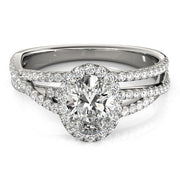 Sculpted Sidestone Oval Diamond Engagement Ring in 10K/14K gold and platinum with certified lab-grown or natural diamonds