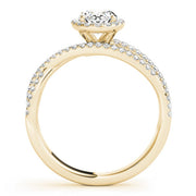 Sculpted Sidestone Oval Diamond Engagement Ring in 10K/14K gold and platinum with certified lab-grown or natural diamonds