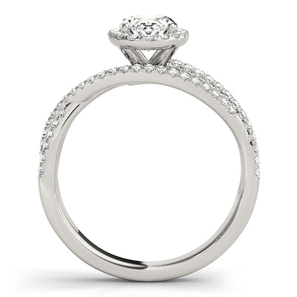 Sculpted Sidestone Oval Diamond Engagement Ring in 10K/14K gold and platinum with certified lab-grown or natural diamonds