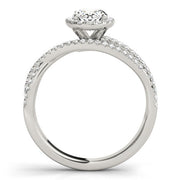Sculpted Sidestone Oval Diamond Engagement Ring in 10K/14K gold and platinum with certified lab-grown or natural diamonds