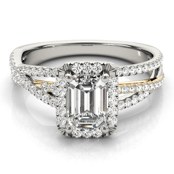 Adored Sidestone Emerald Diamond Engagement Ring in 10K/14K gold and platinum with certified lab-grown or natural diamonds