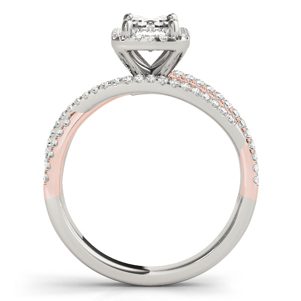 Adored Sidestone Emerald Diamond Engagement Ring in 10K/14K gold and platinum with certified lab-grown or natural diamonds