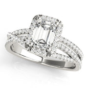 Adored Sidestone Emerald Diamond Engagement Ring in 10K/14K gold and platinum with certified lab-grown or natural diamonds