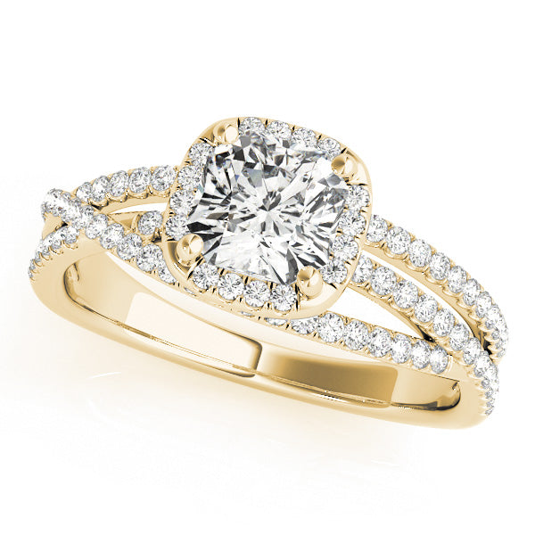 Couture Sidestone Cushion Diamond Engagement Ring in 10K/14K gold and platinum with certified lab-grown or natural diamonds