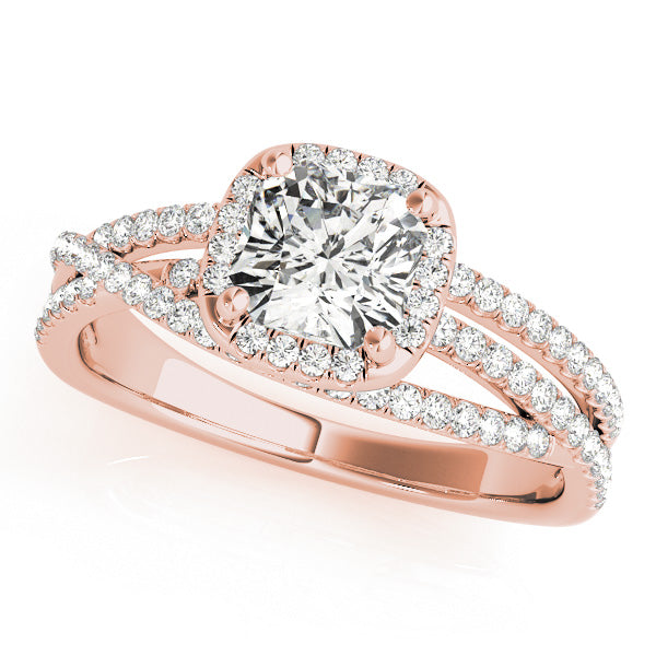 Couture Sidestone Cushion Diamond Engagement Ring in 10K/14K gold and platinum with certified lab-grown or natural diamonds