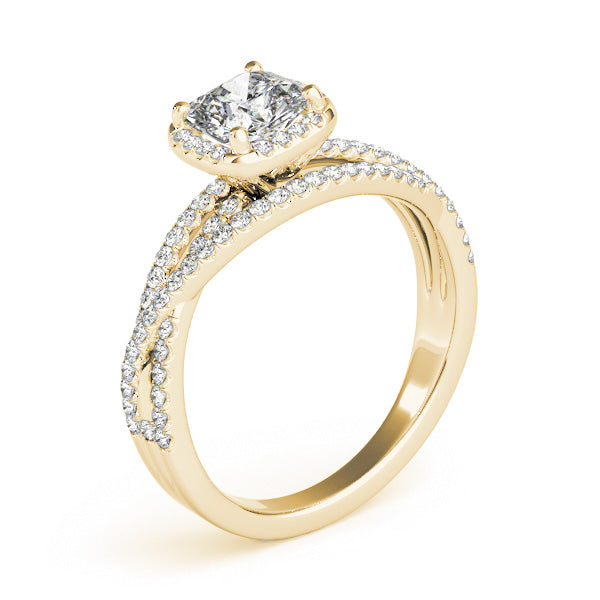 Couture Sidestone Cushion Diamond Engagement Ring in 10K/14K gold and platinum with certified lab-grown or natural diamonds