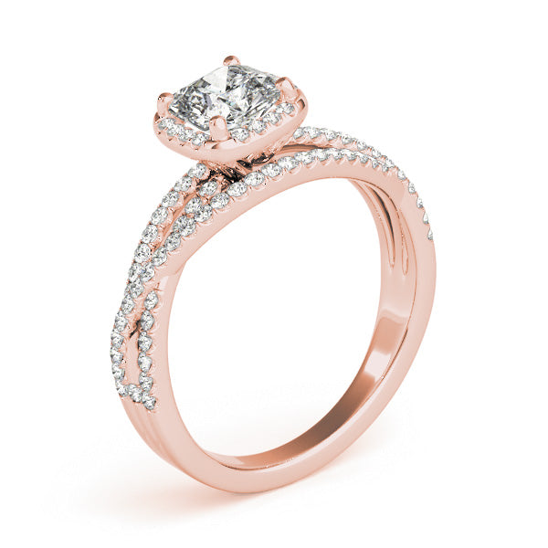 Couture Sidestone Cushion Diamond Engagement Ring in 10K/14K gold and platinum with certified lab-grown or natural diamonds
