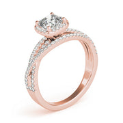 Couture Sidestone Cushion Diamond Engagement Ring in 10K/14K gold and platinum with certified lab-grown or natural diamonds