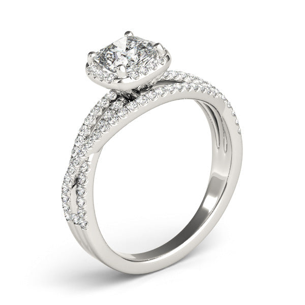 Couture Sidestone Cushion Diamond Engagement Ring in 10K/14K gold and platinum with certified lab-grown or natural diamonds