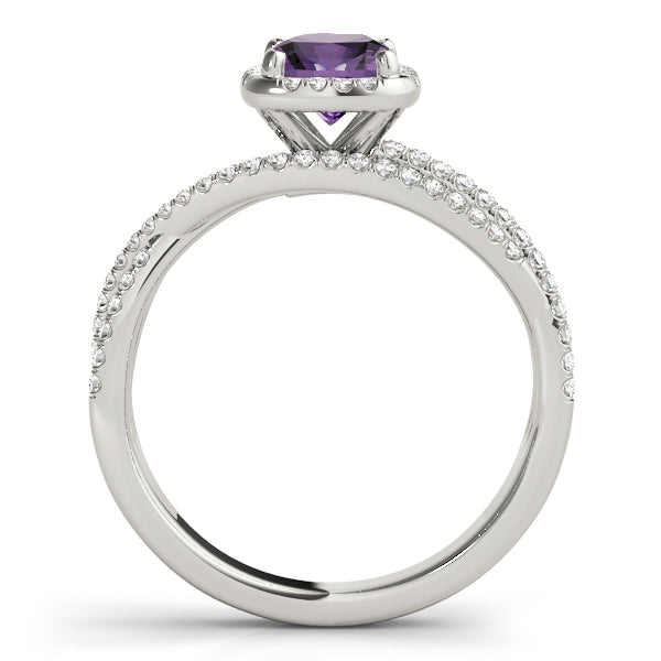 Couture Sidestone Cushion Diamond Engagement Ring in 10K/14K gold and platinum with certified lab-grown or natural diamonds