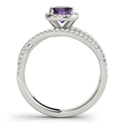 Couture Sidestone Cushion Diamond Engagement Ring in 10K/14K gold and platinum with certified lab-grown or natural diamonds