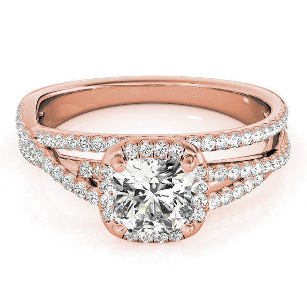 Couture Sidestone Cushion Diamond Engagement Ring in 10K/14K gold and platinum with certified lab-grown or natural diamonds