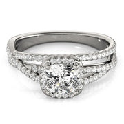 Couture Sidestone Cushion Diamond Engagement Ring in 10K/14K gold and platinum with certified lab-grown or natural diamonds